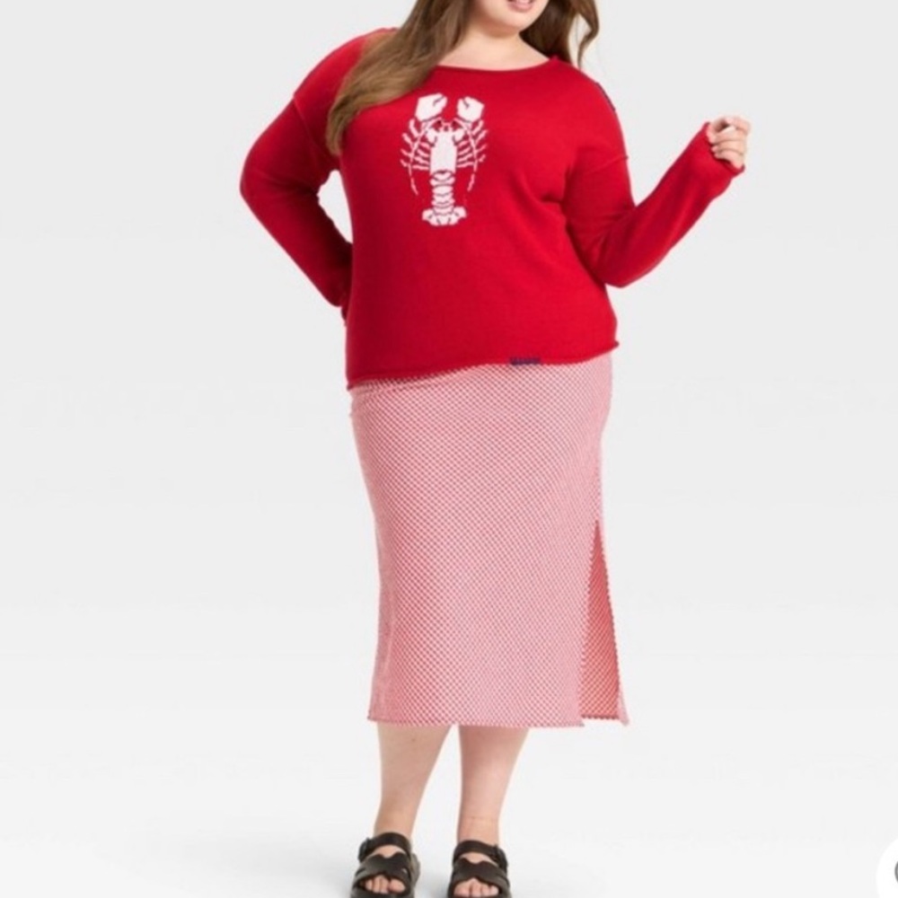 Wild Fable Red Lobster Wide Crewneck Americana Pullover Sweater - Picture 5 of 6